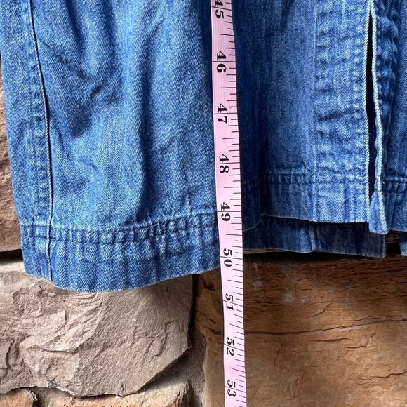 VTG Eddie Bauer Denim Long Sleeve Button Up Maxi Dress Prairie Cottage Modest - Picture 14 of 16
